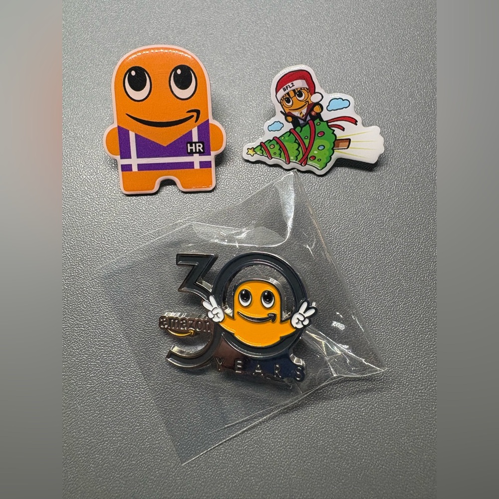 3 Lot Bundle Peccy Amazon Pins Pinbacks HR 30 Years Harry Potter BFL2 Worker Fun
